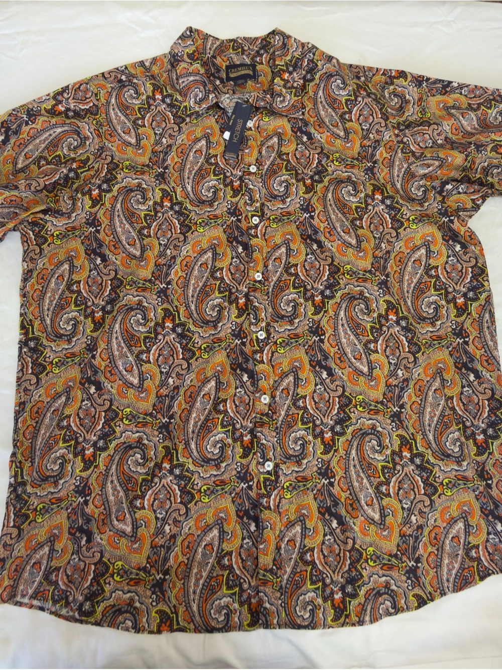 NEW Cremieux Premium Denim Shirt 3XT paisley Button up shirt sleeve